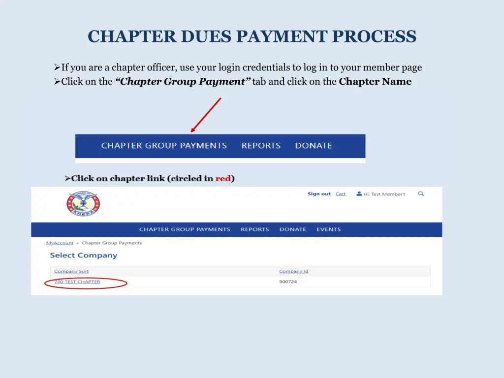 chapter dues payment process