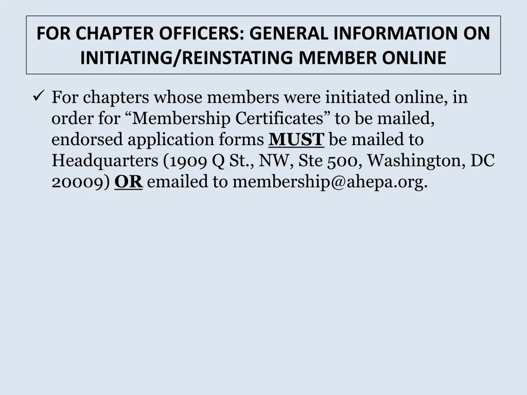 for chapter officers general information