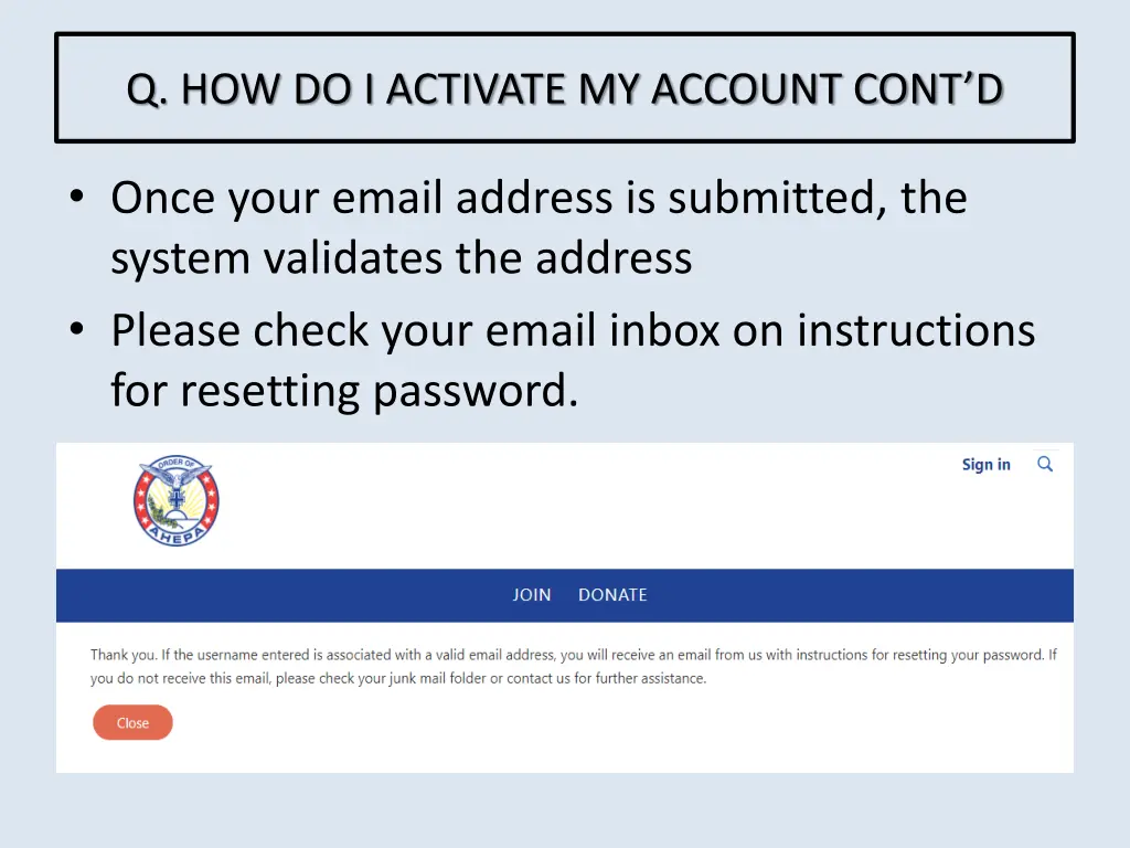 q how do i activate my account cont d