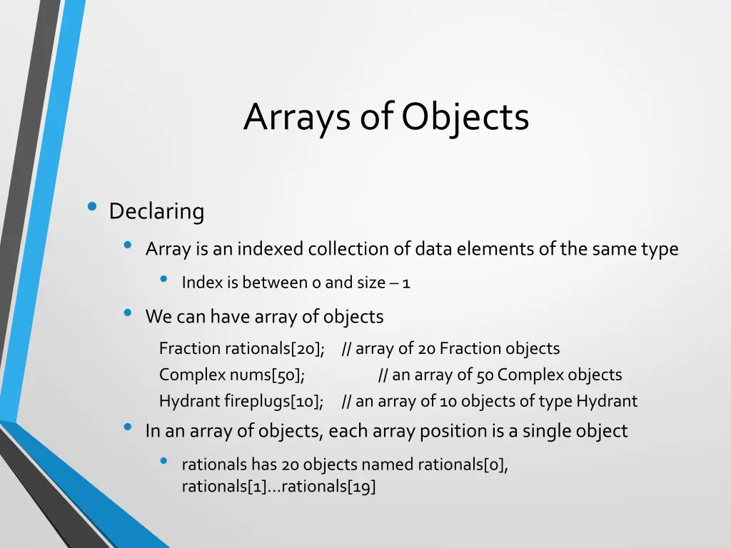 arrays of objects