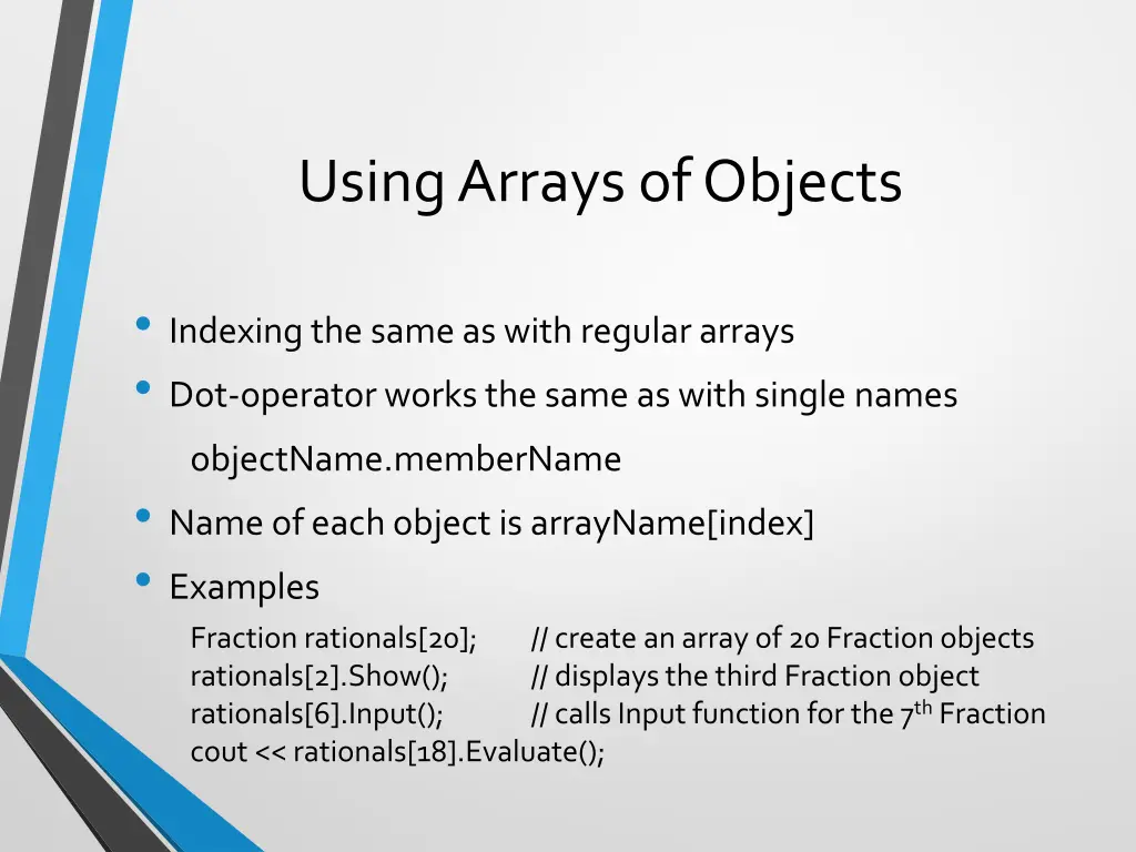 using arrays of objects