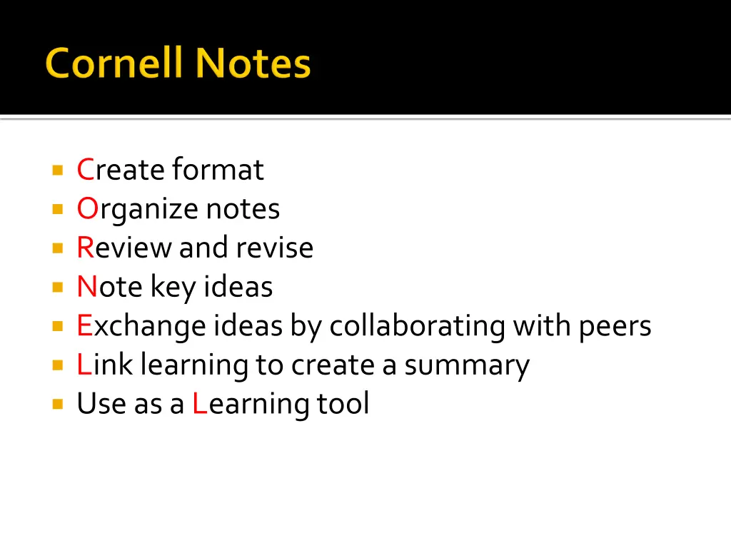 create format organize notes review and revise