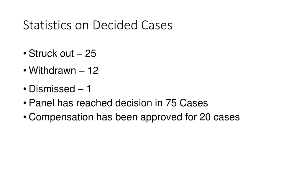 statistics on decided cases