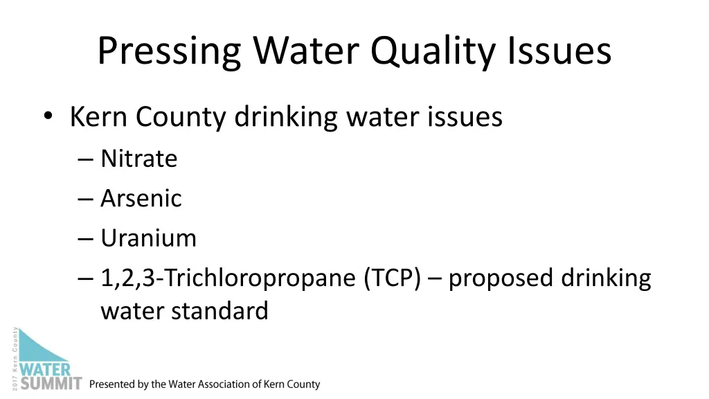 pressing water quality issues