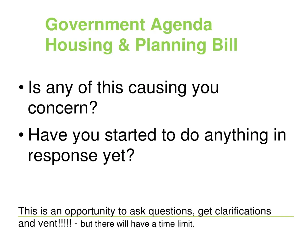 government agenda housing planning bill