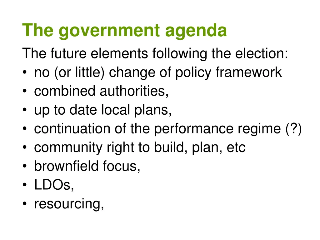 the government agenda the future elements