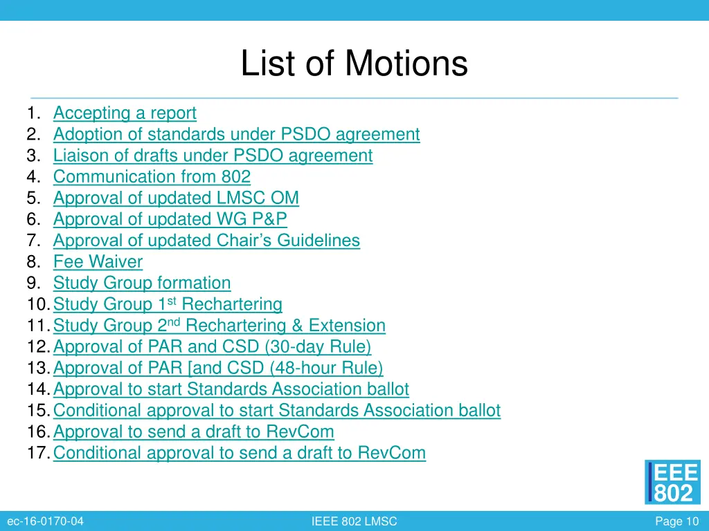 list of motions
