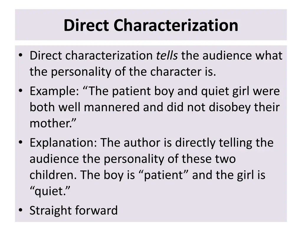 direct characterization