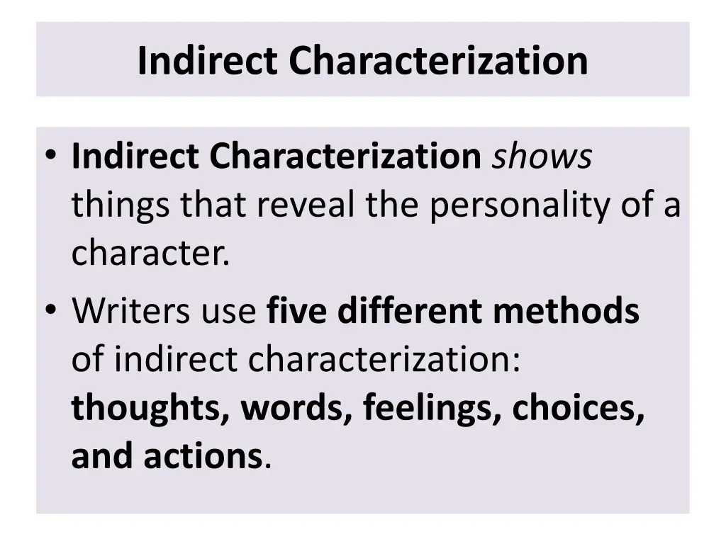 indirect characterization
