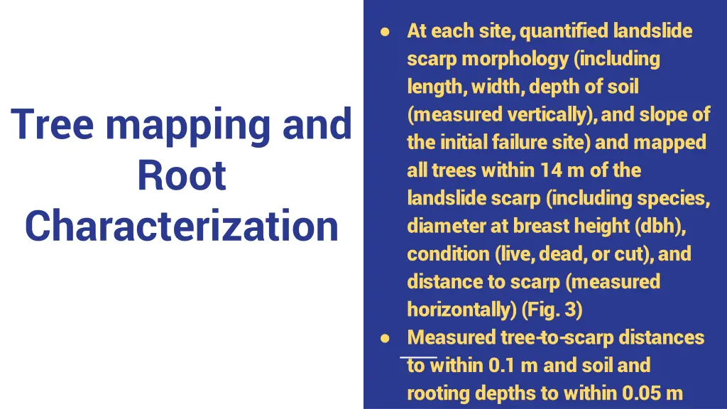 at each site quantified landslide scarp