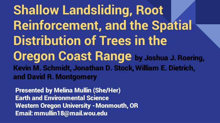 shallow landsliding root reinforcement