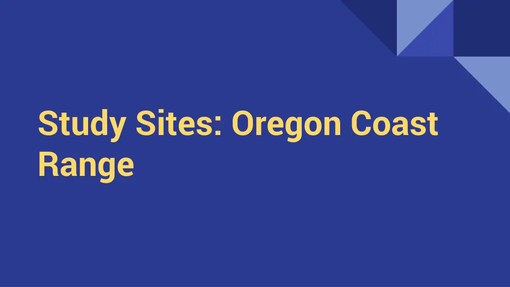 study sites oregon coast range