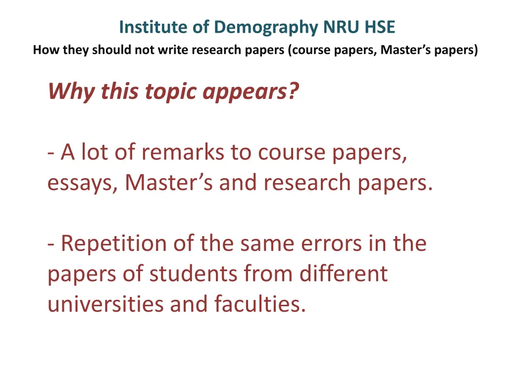 institute of demography nru hse how they should