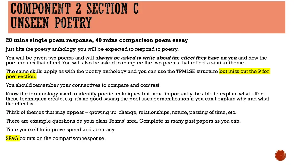 component 2 section c unseen poetry