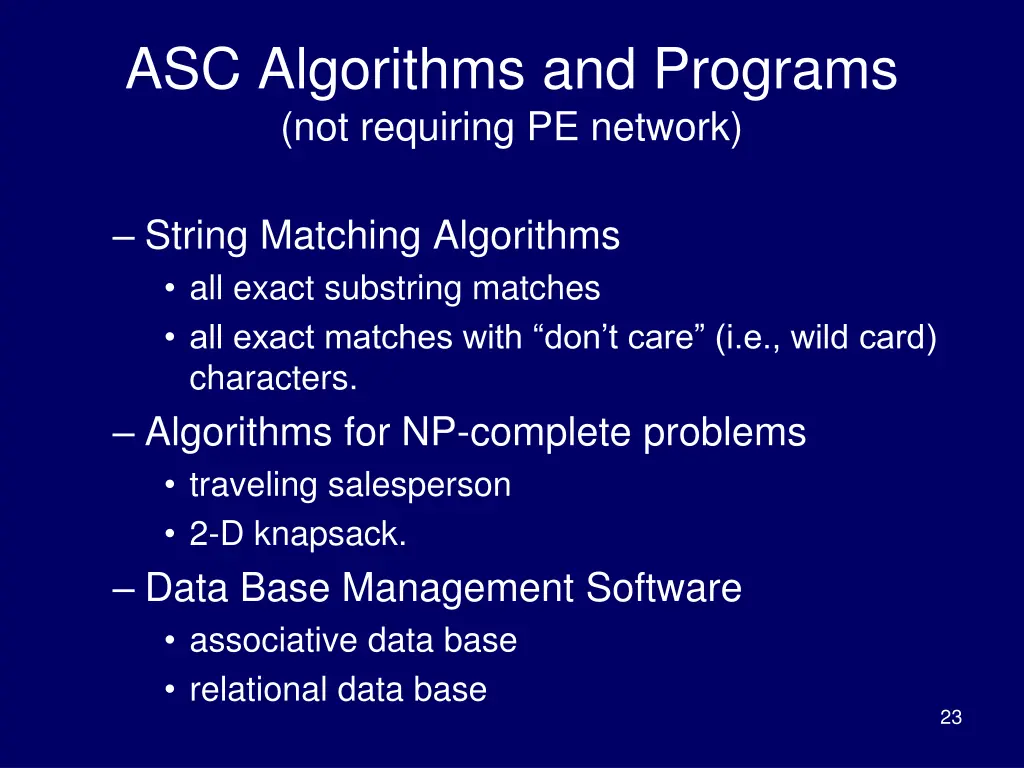 asc algorithms and programs not requiring