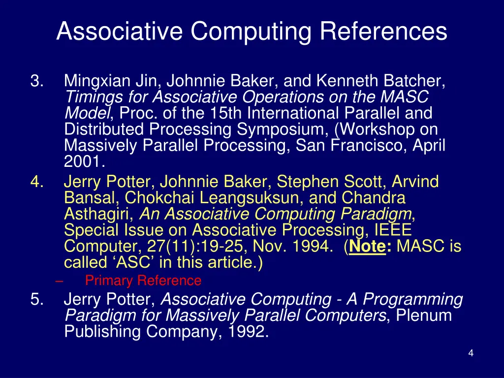 associative computing references 1
