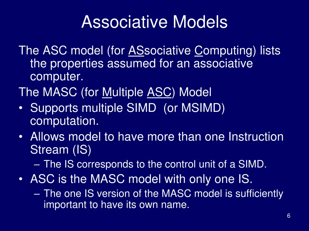 associative models