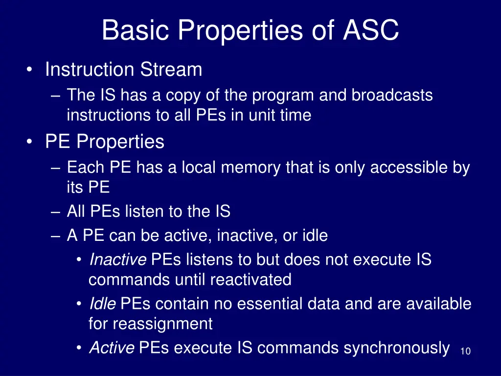 basic properties of asc