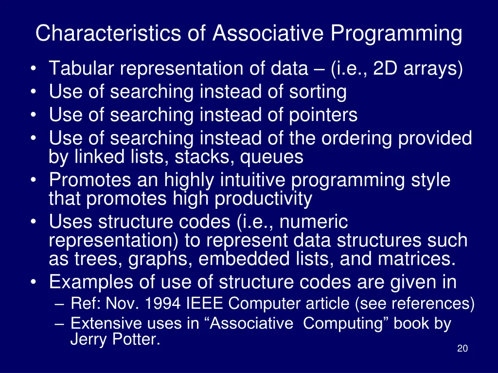 characteristics of associative programming 1