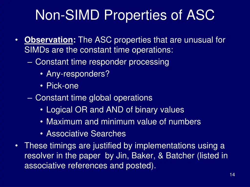 non simd properties of asc