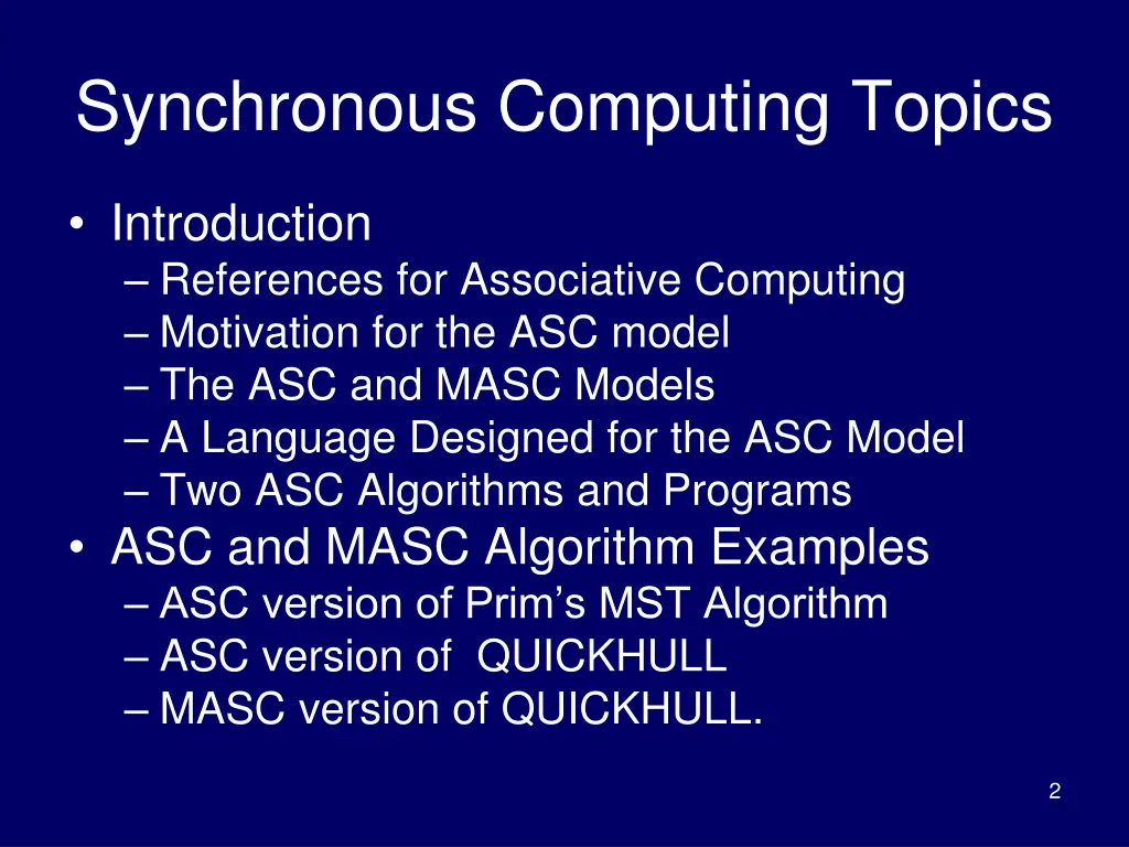 synchronous computing topics