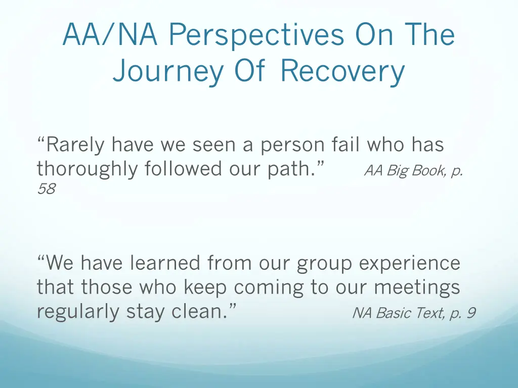 aa na perspectives on the journey of recovery