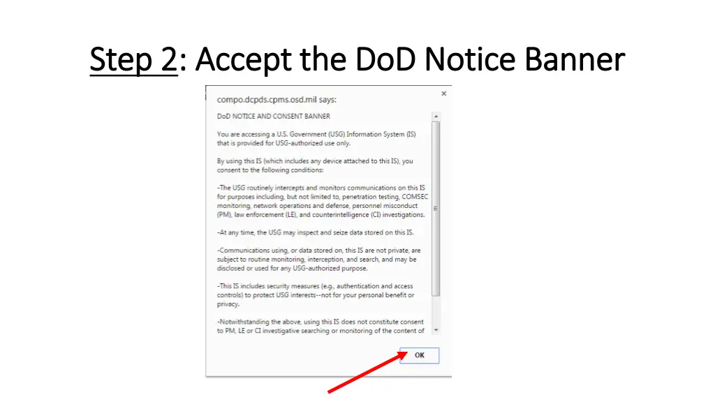step 2 step 2 accept the dod notice banner accept