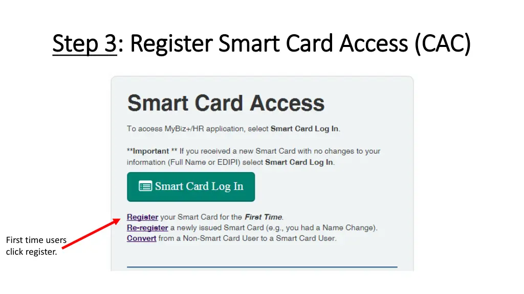 step 3 step 3 register smart card access