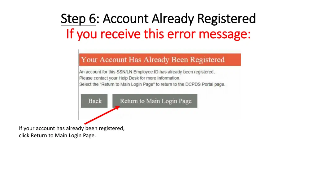 step 6 step 6 account already registered account