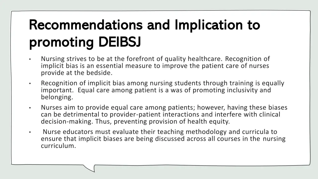 recommendations and implication