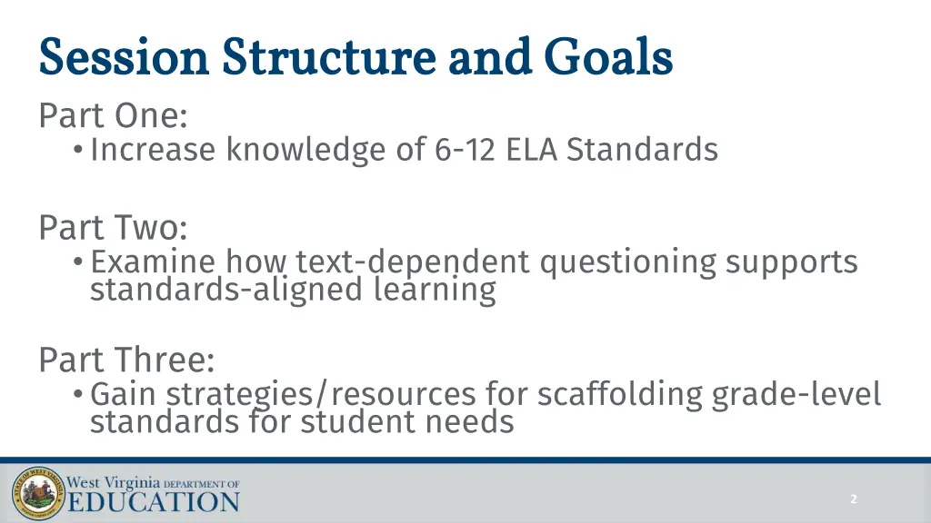 session structure and goals session structure