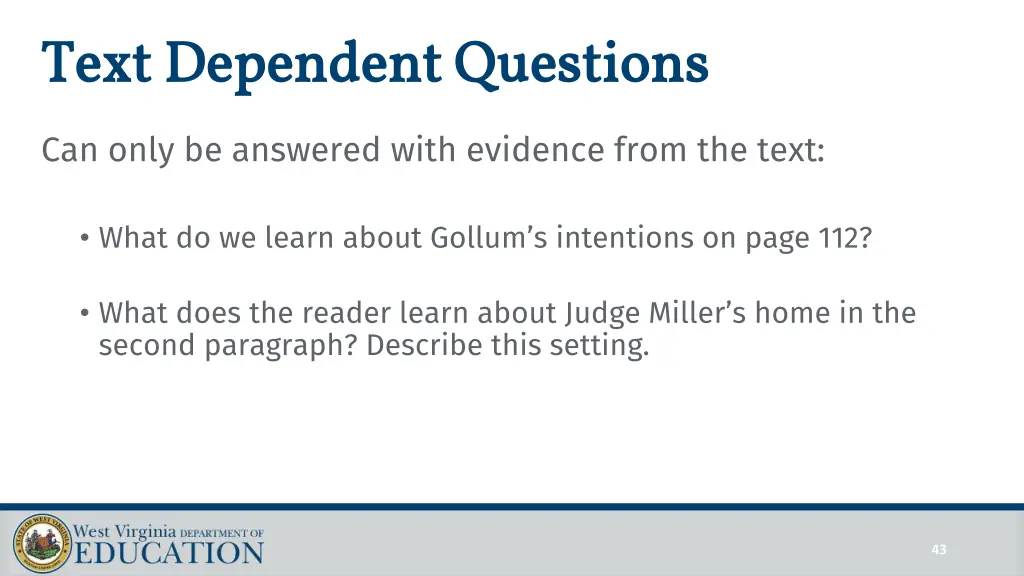 text dependent questions text dependent questions