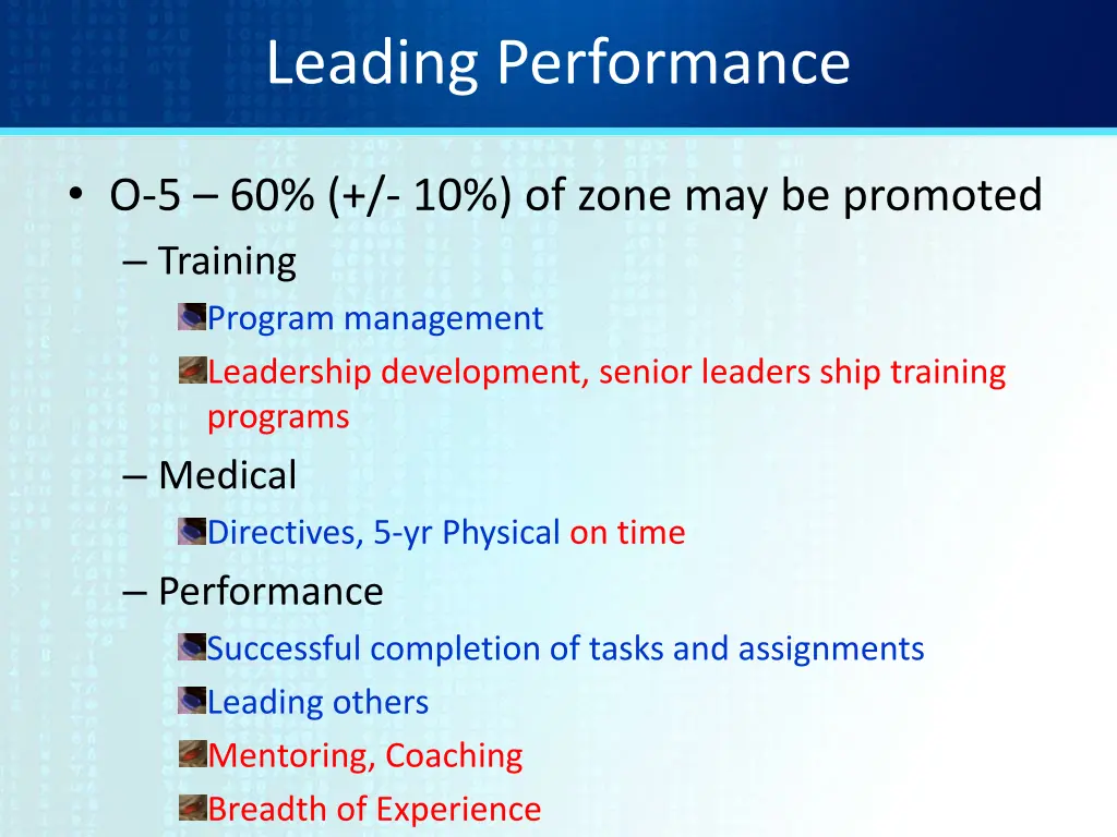 leading performance