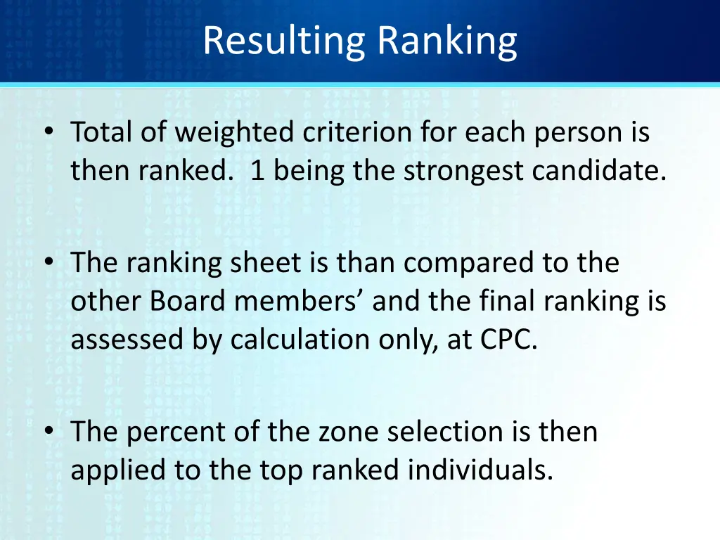 resulting ranking