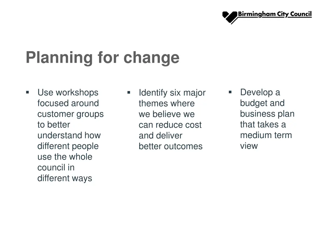 planning for change