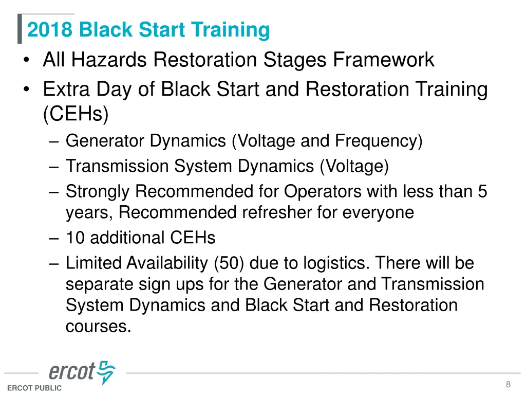 2018 black start training all hazards restoration