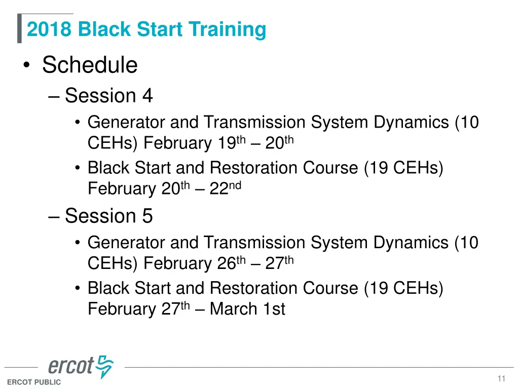 2018 black start training schedule session 1