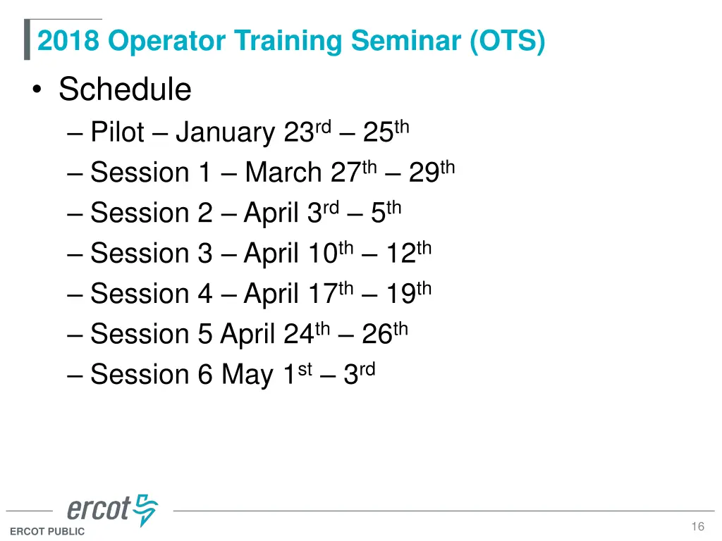 2018 operator training seminar ots schedule pilot