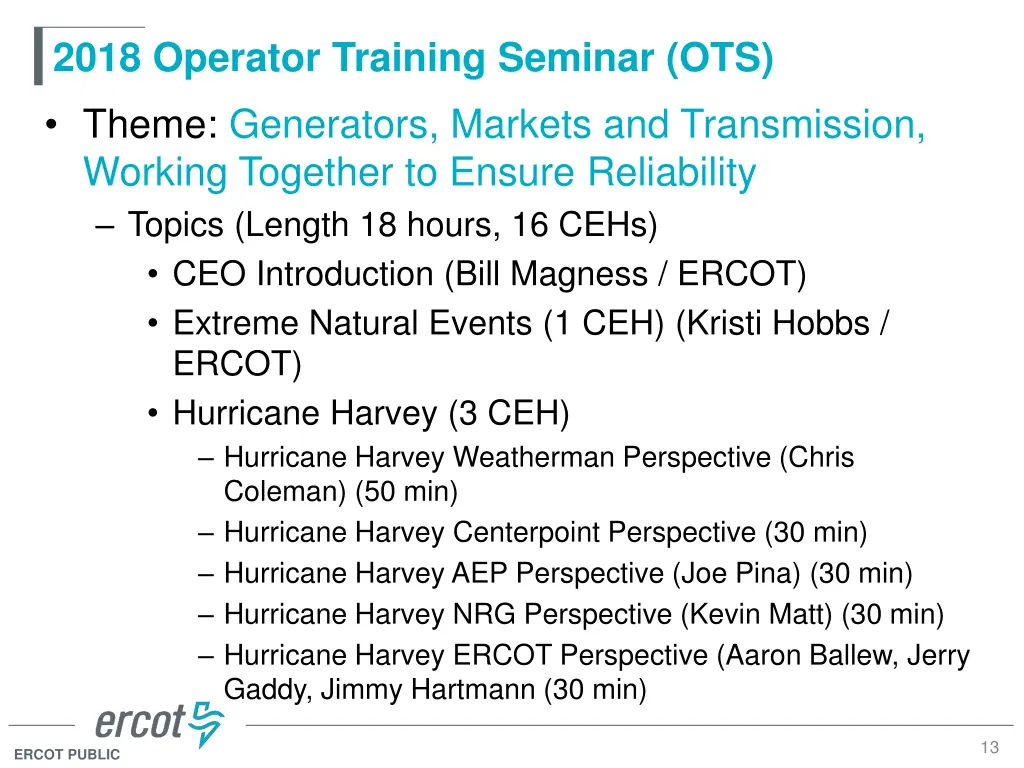 2018 operator training seminar ots theme
