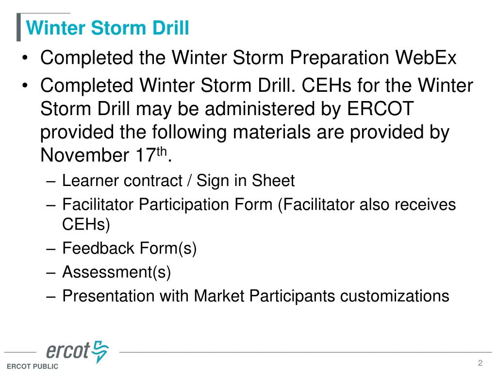 winter storm drill