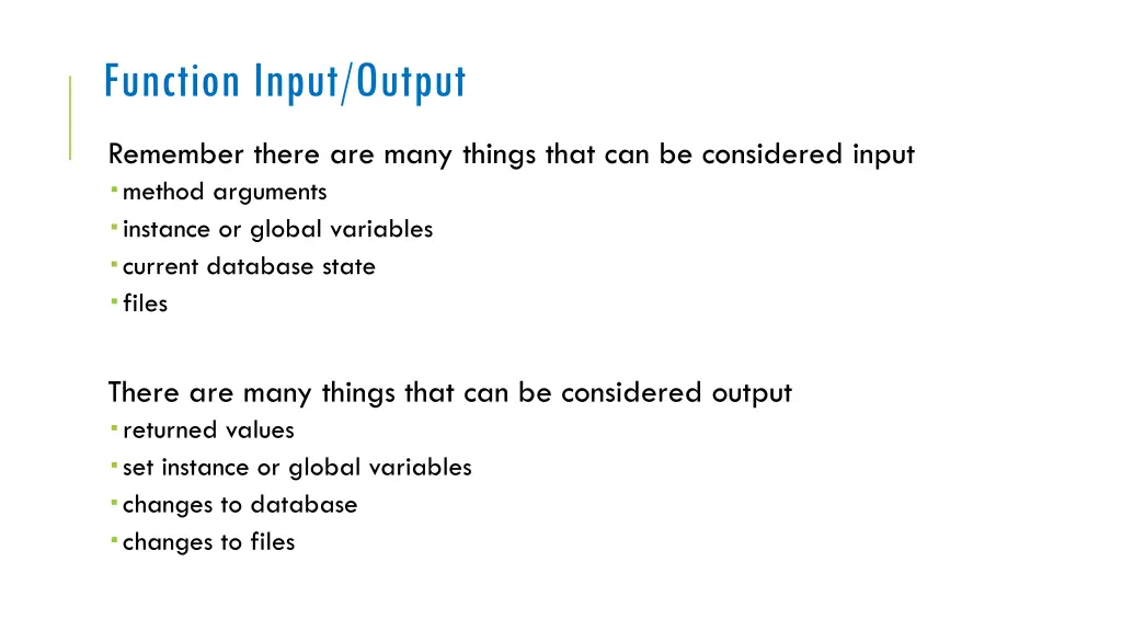 function input output