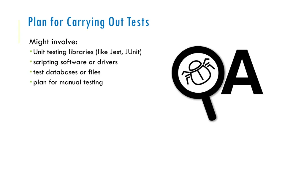 plan for carrying out tests