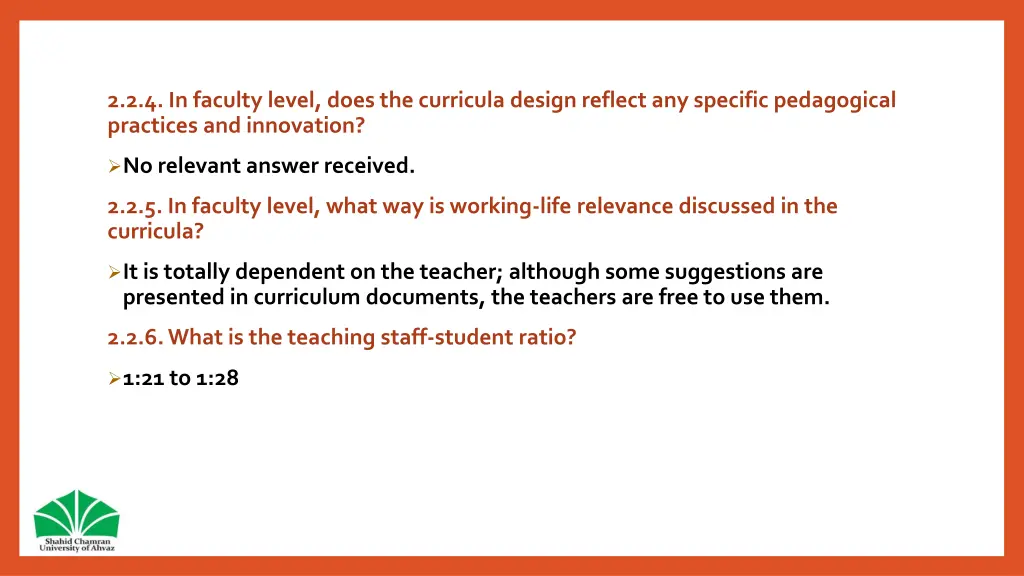 2 2 4 in faculty level does the curricula design