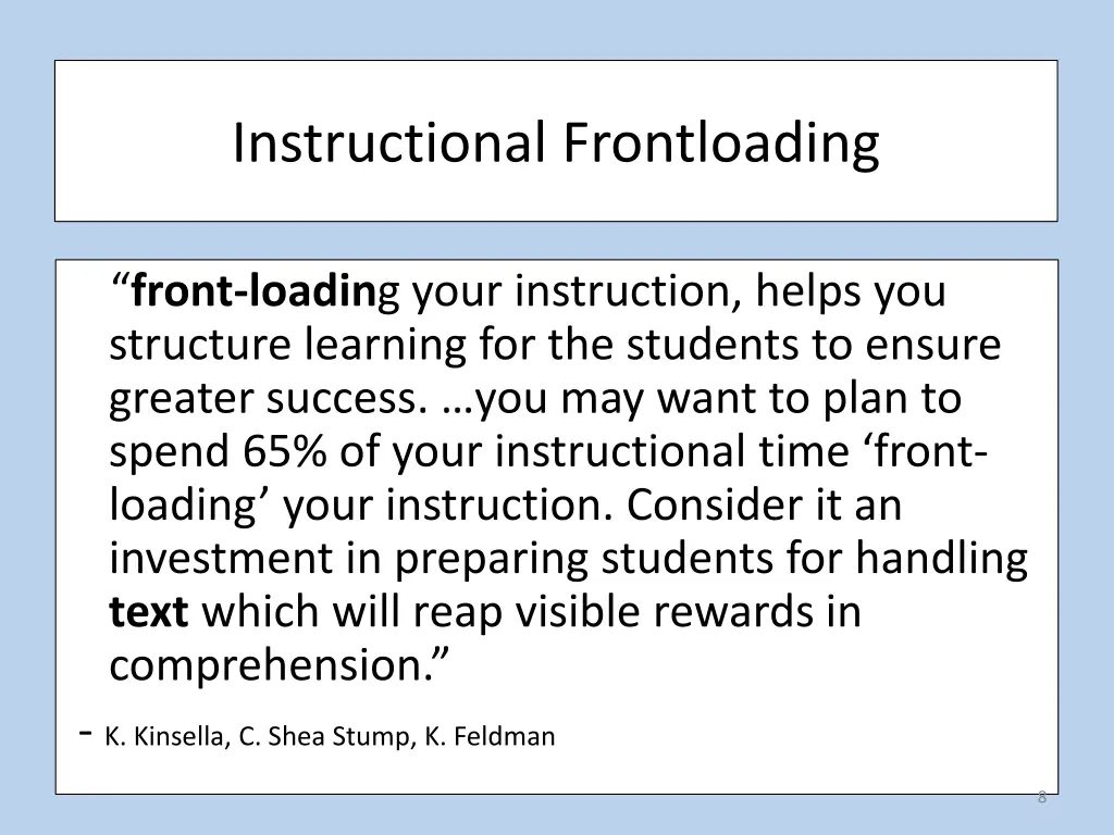 instructional frontloading