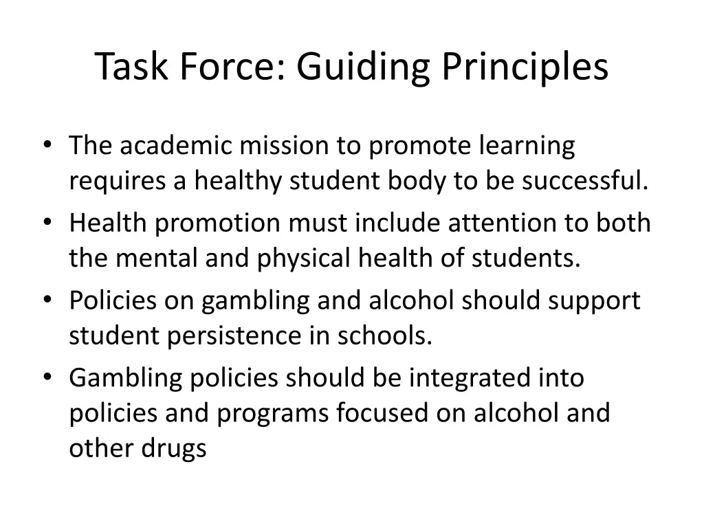 task force guiding principles