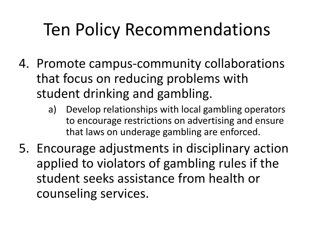 ten policy recommendations 2