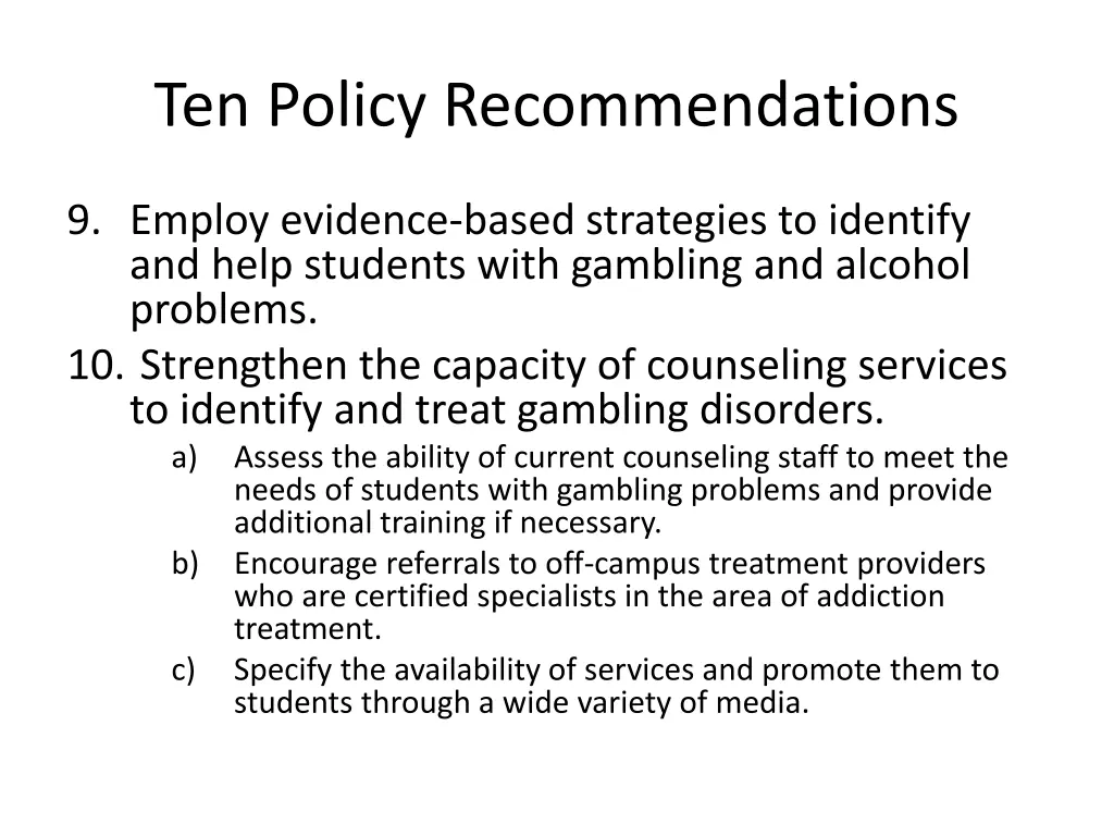 ten policy recommendations 5