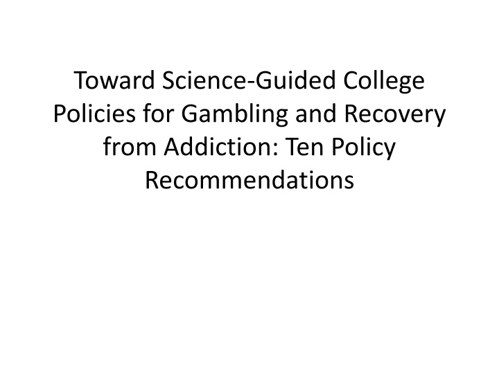 toward science guided college policies
