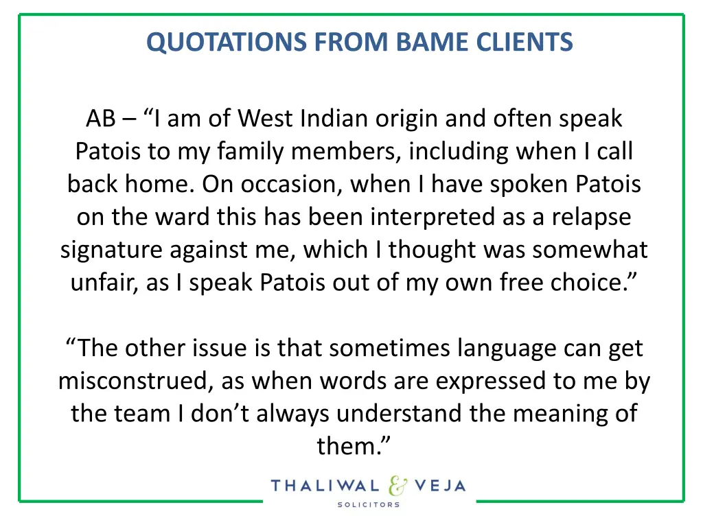 quotations from bame clients