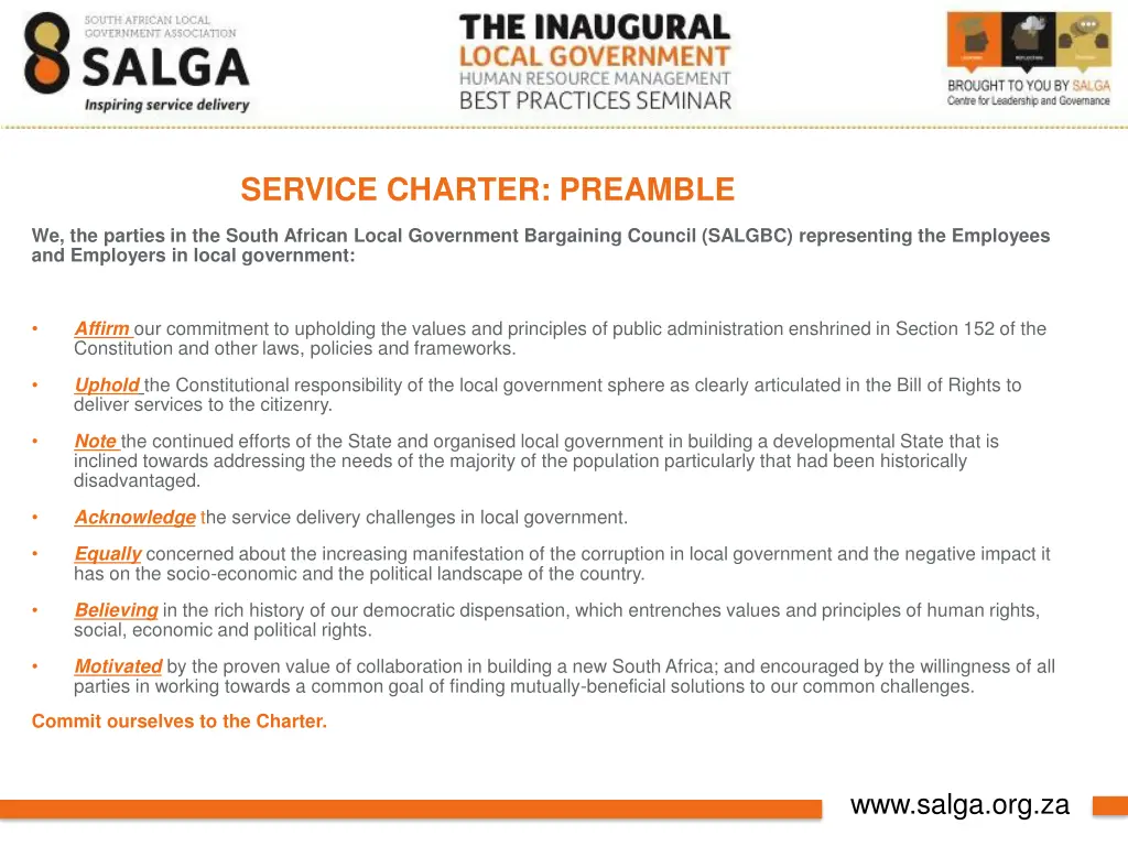 service charter preamble